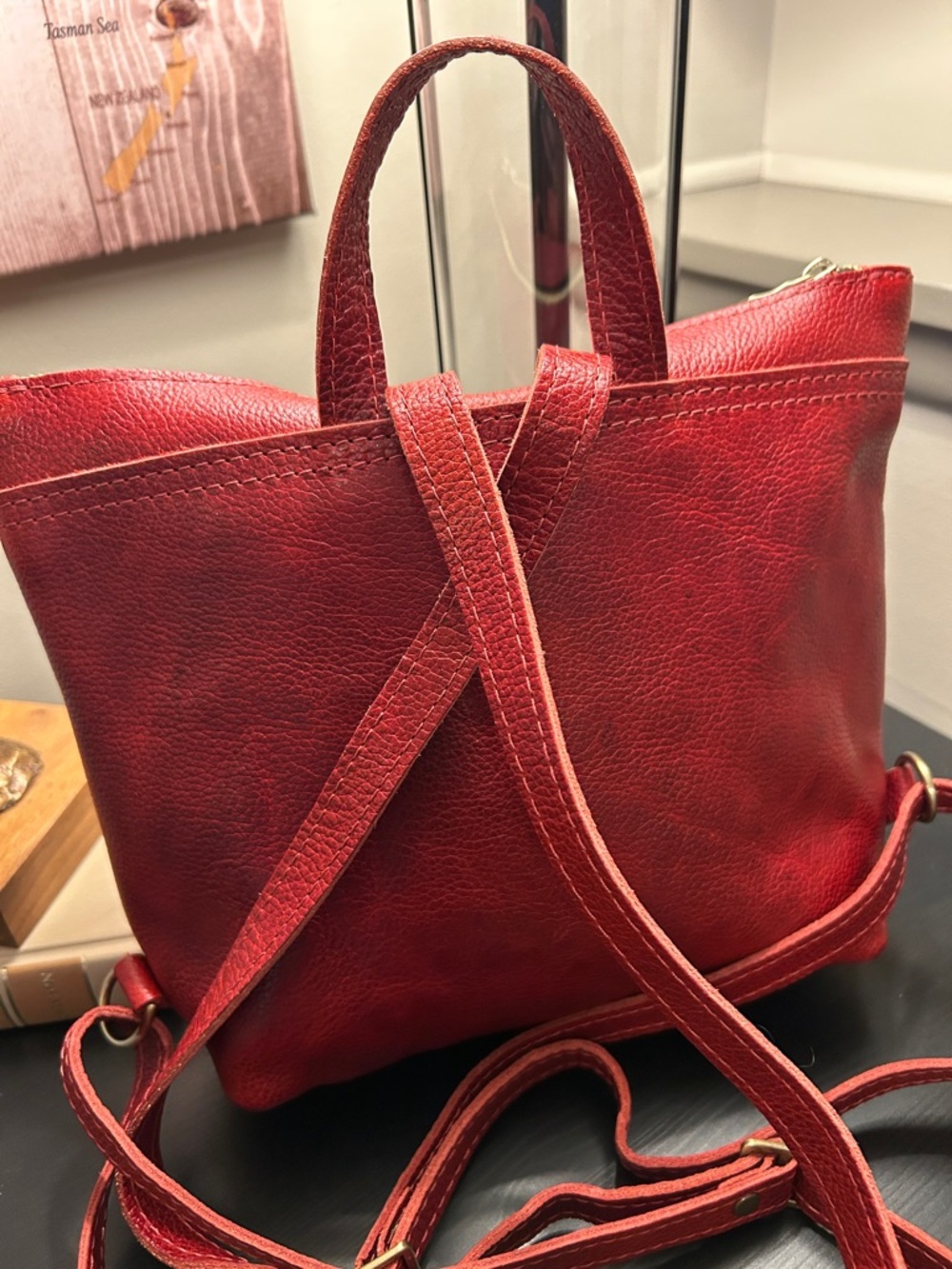 GORGEOUS Portland Leather Small Backpack, Chili Red, BRAND NEW - Picture 4 of 10